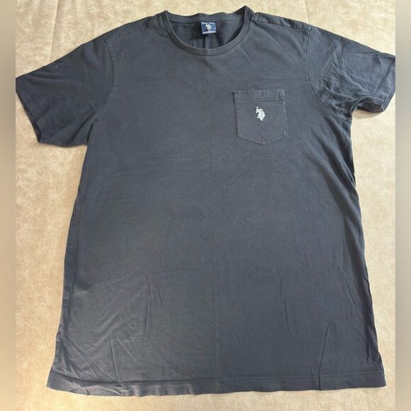 U.S. Polo Assn. Other - U.S. Polo Assn. T-shirt Men LARGE L Black w Chest Pocket & White Pony Logo
